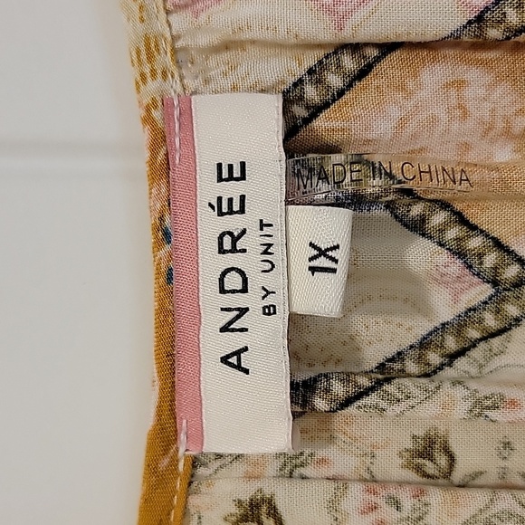 Andree By Unit Floral Boho Dress Mid Sleeve Size 1X - Picture 2 of 7